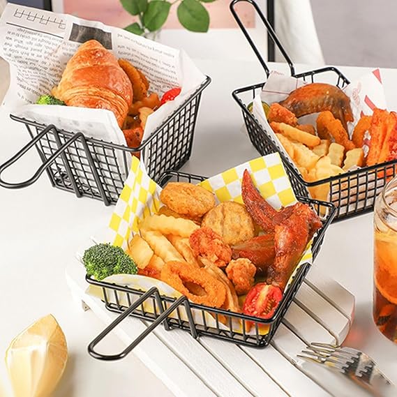 Stainless Steel Top Square Snack Basket-14521Black Apricot