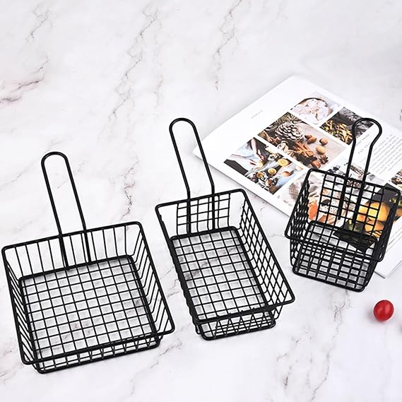 Stainless Steel Top Square Snack Basket-14521Black Apricot