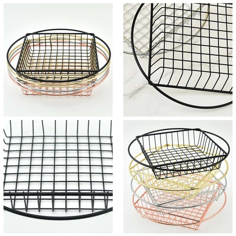Stainless Steel Top Square Top Round Snack 5650Basket-Black Apricot