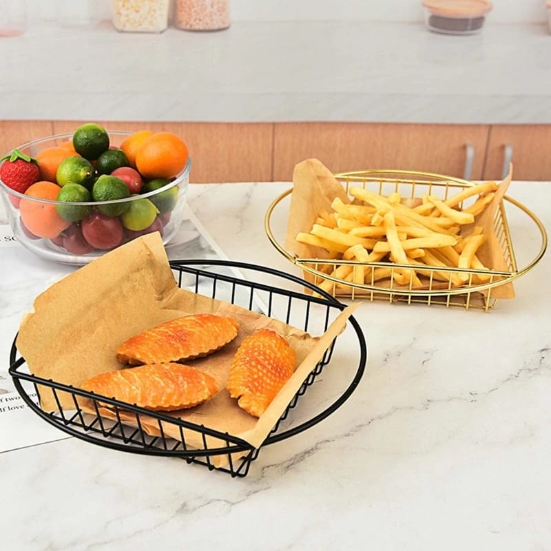 Stainless Steel Top Square Top Round Snack 5650Basket-Black Apricot