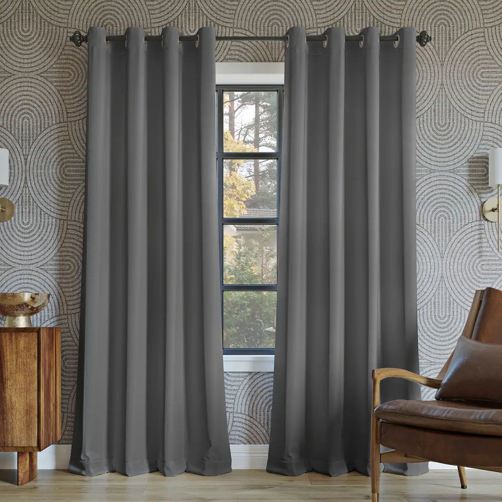 2 PCs Blackout Room Curtains-Grey Curtains Apricot