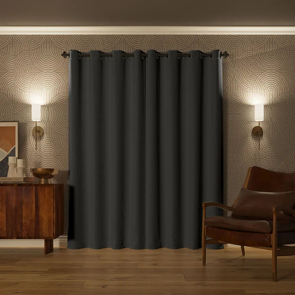 2 PCs Blackout Room Curtains-Grey Curtains Apricot