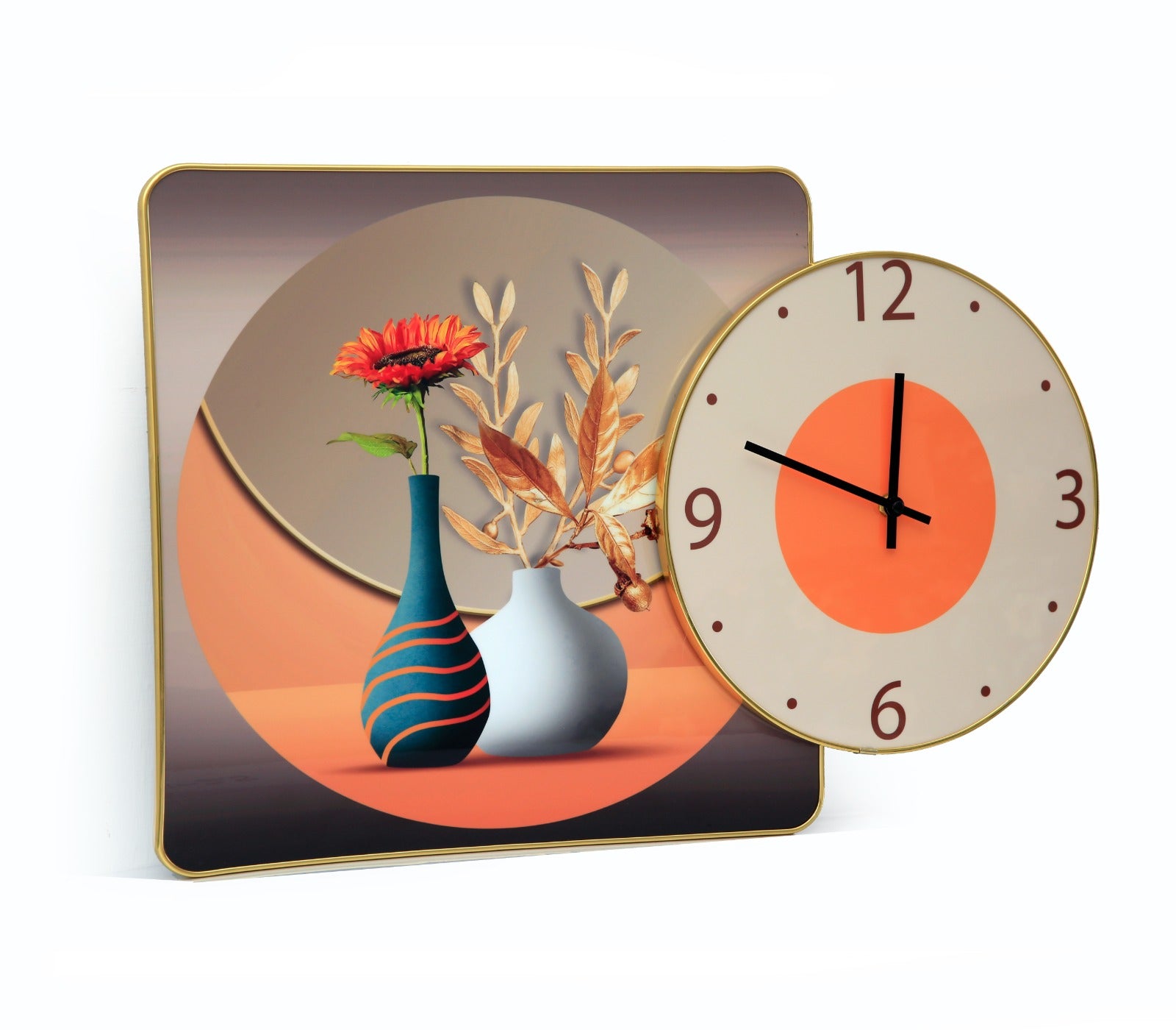 Vases Frame with Clock Clock Apricot