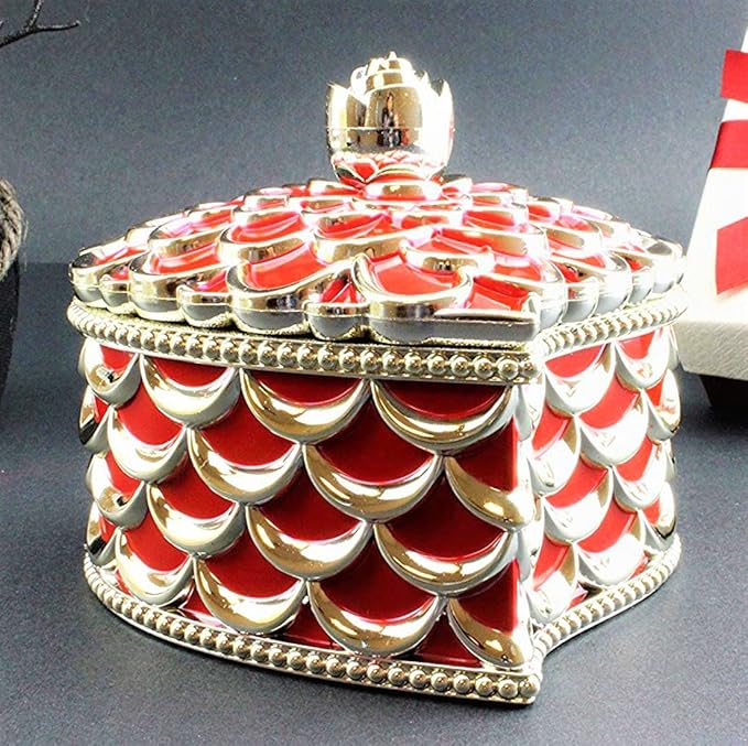 Vintage Design Treasure Jewelry Box-Heart Cosmetic Organizer Apricot