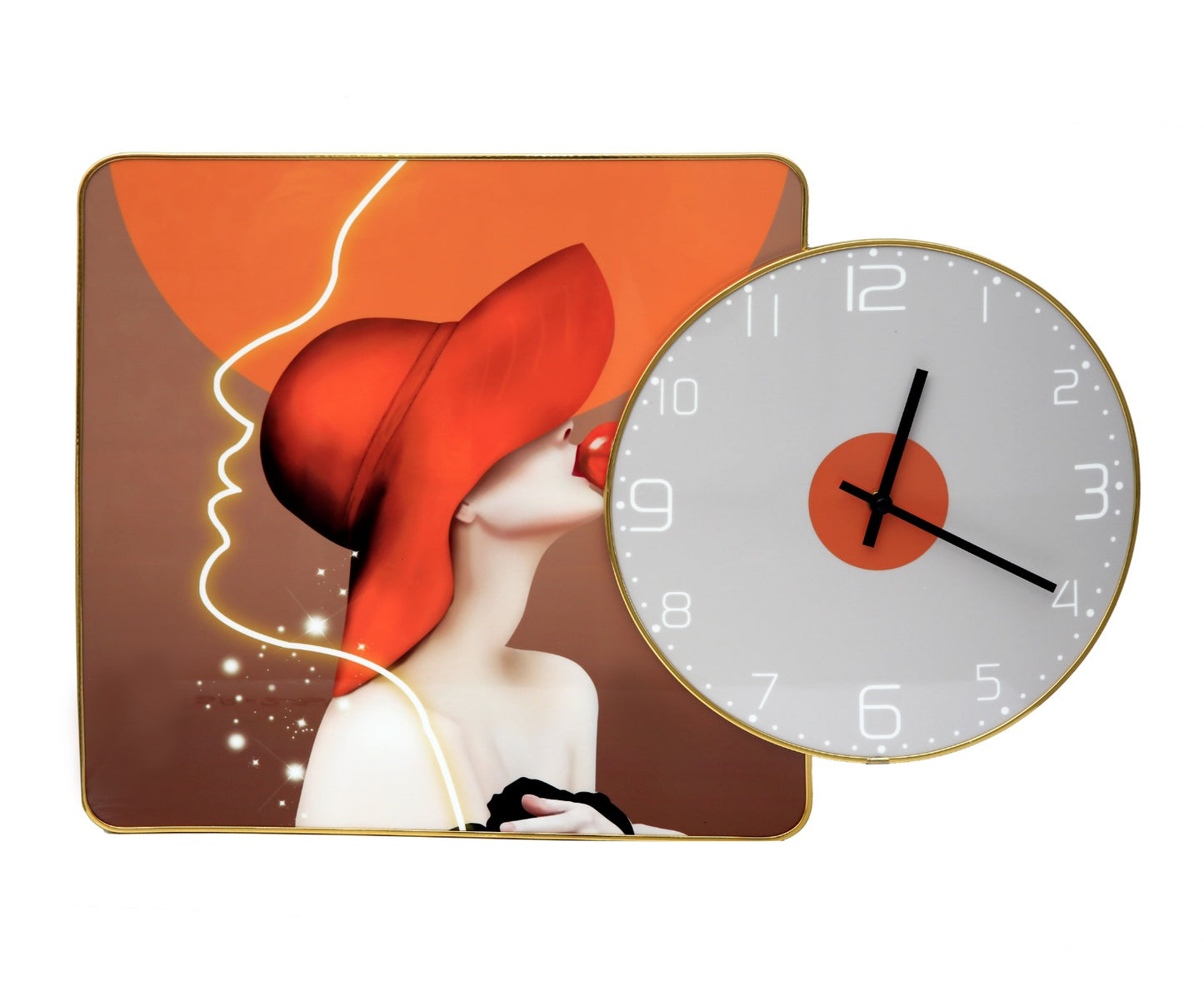 Vintage Frame with Clock(5358) Clock Apricot