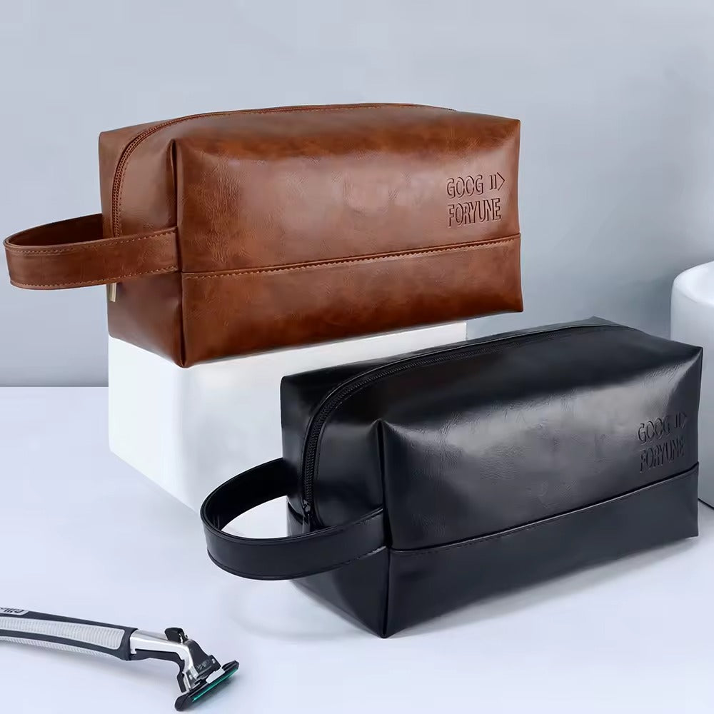 Vintage Luxury Men Toiletry Bag Travel Kit-Brown Cosmetic Organizer Apricot