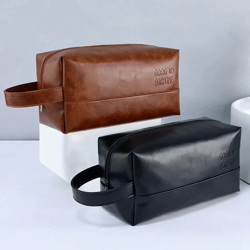 Vintage Luxury Men Toiletry Bag Travel Kit-Brown Cosmetic Organizer Apricot