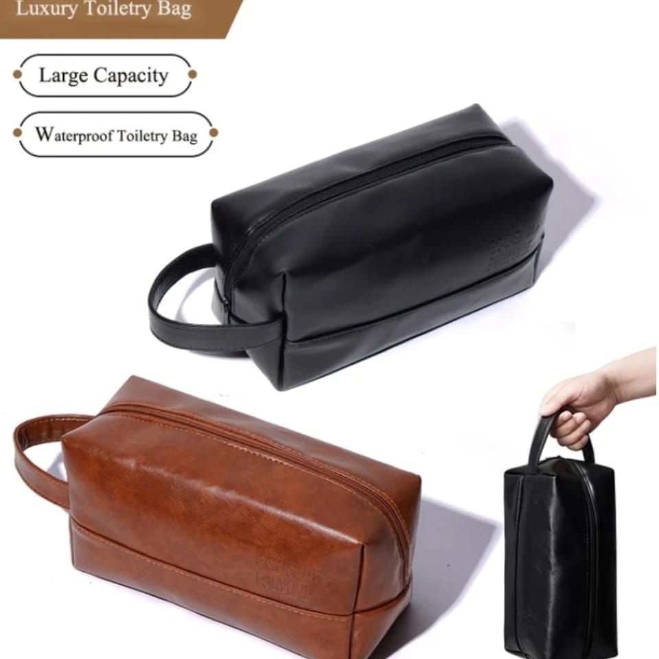 Vintage Luxury Men Toiletry Bag Travel Kit-Brown Cosmetic Organizer Apricot