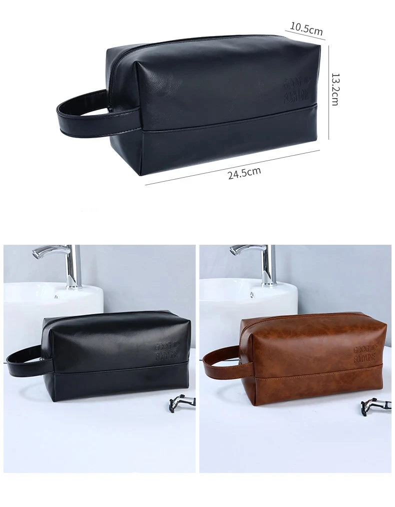 Vintage Luxury Men Toiletry Bag Travel Kit-Brown Cosmetic Organizer Apricot