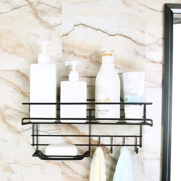 Wall Mounted Shelf With Hooks And Soap(5442) Holder Spice and sugar Jar Apricot