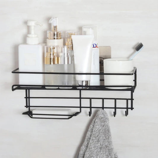 Wall Mounted Shelf With Hooks And Soap(5442) Holder Spice and sugar Jar Apricot