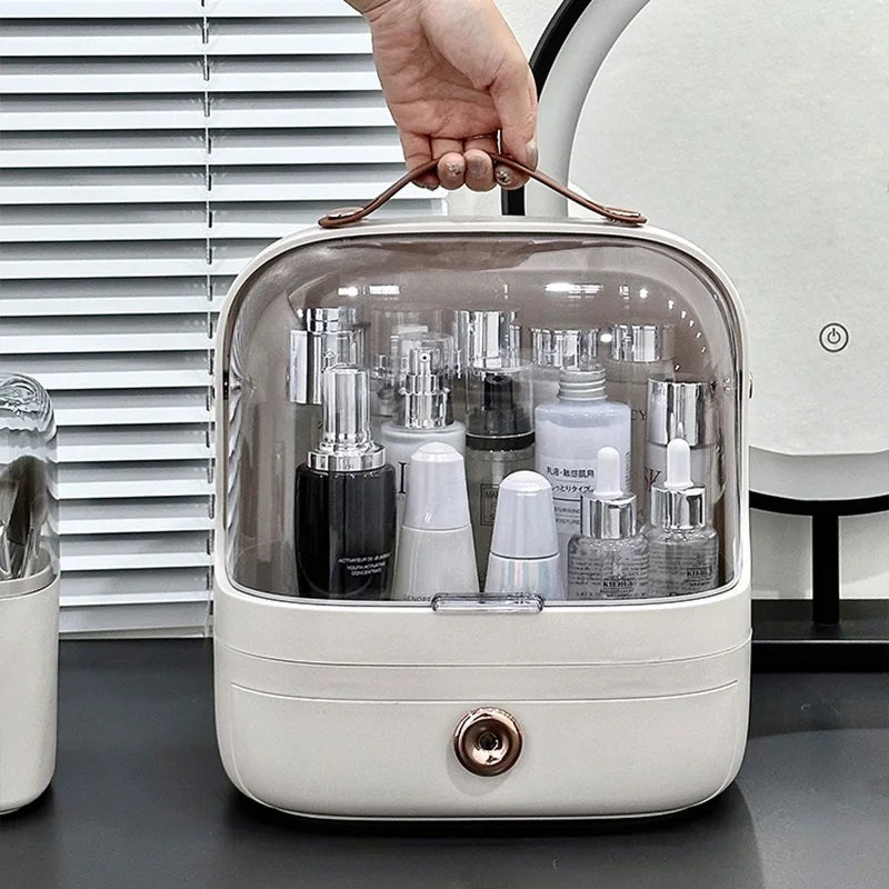Large Capacity Cosmetics Storage Box with Drawers-White