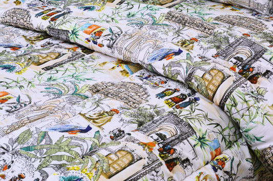 4 PCs Single Comforter Set-Jangle Party Comforters Apricot