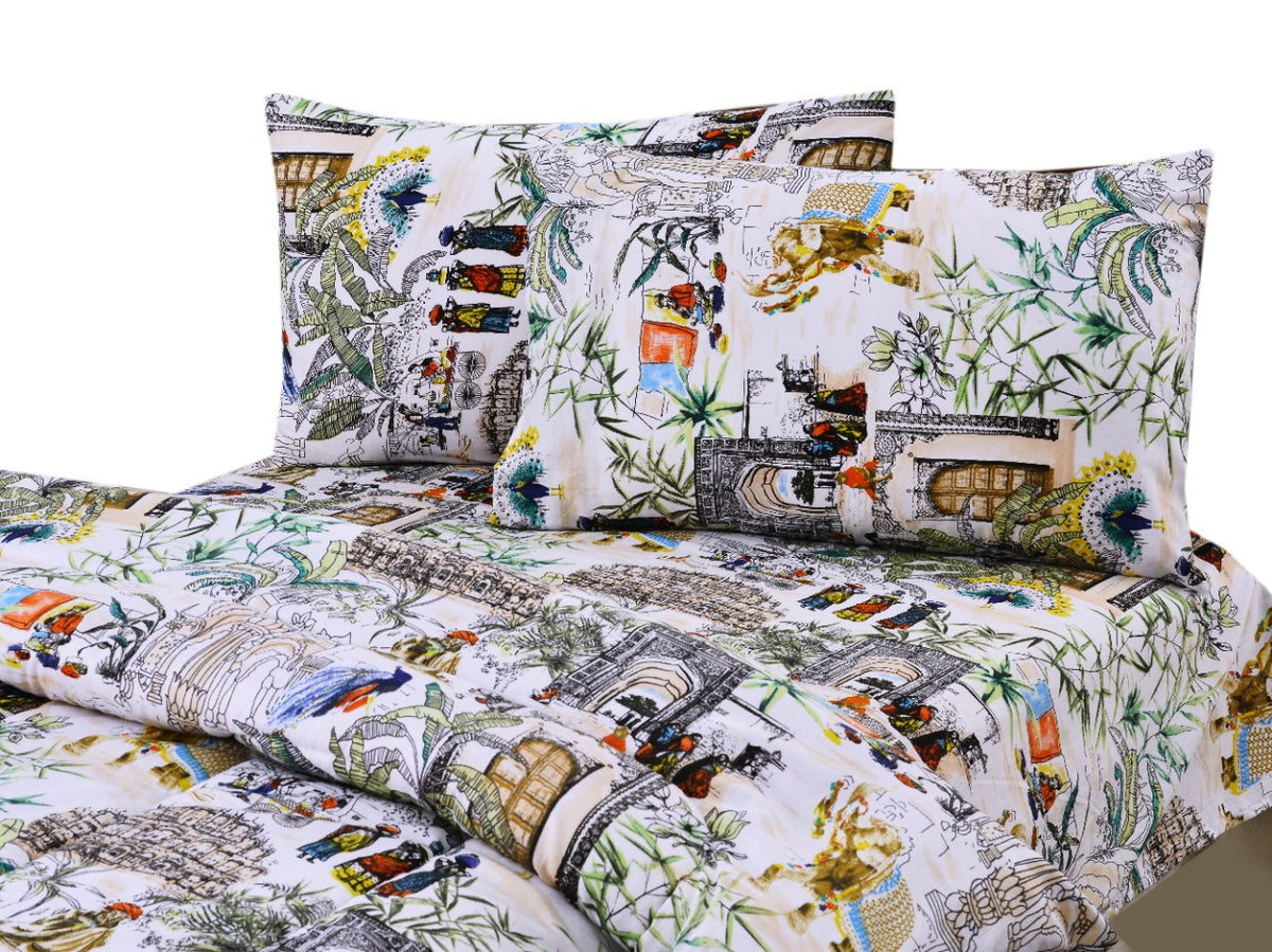4 PCs Single Comforter Set-Jangle Party Comforters Apricot