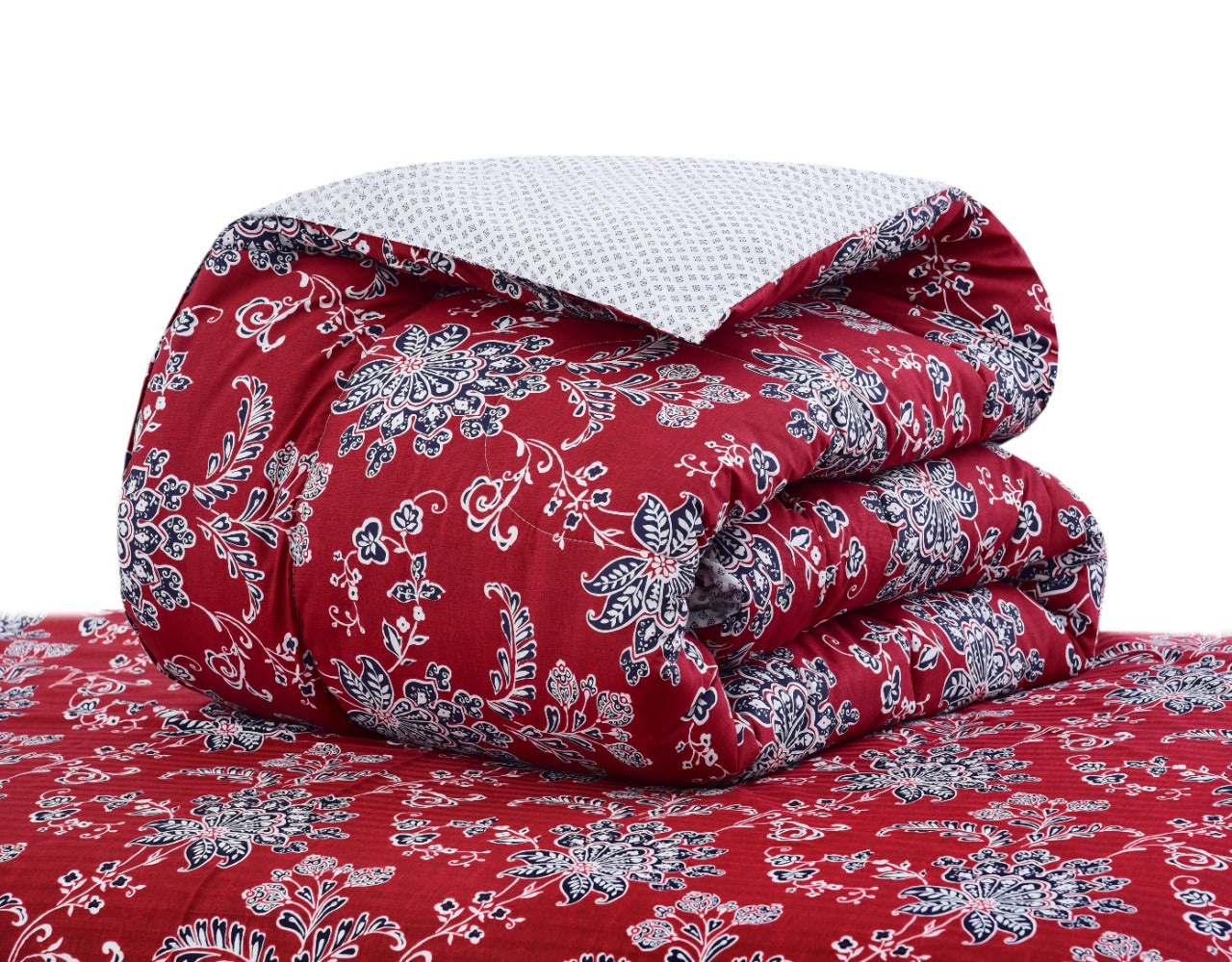 1 PC Double Winter Comforter-Maroon Flower Comforters Apricot