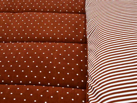 1 PC Single Comforter-Brown Polka Comforters Apricot