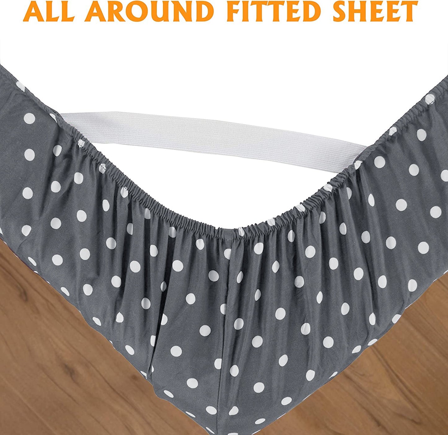 Fitted Bed Sheet-Grey Polka Fitted Sheets Apricot
