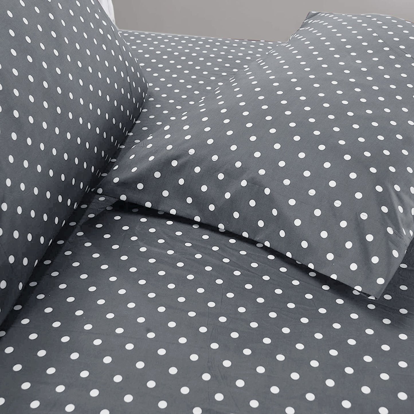 Fitted Bed Sheet-Grey Polka Fitted Sheets Apricot