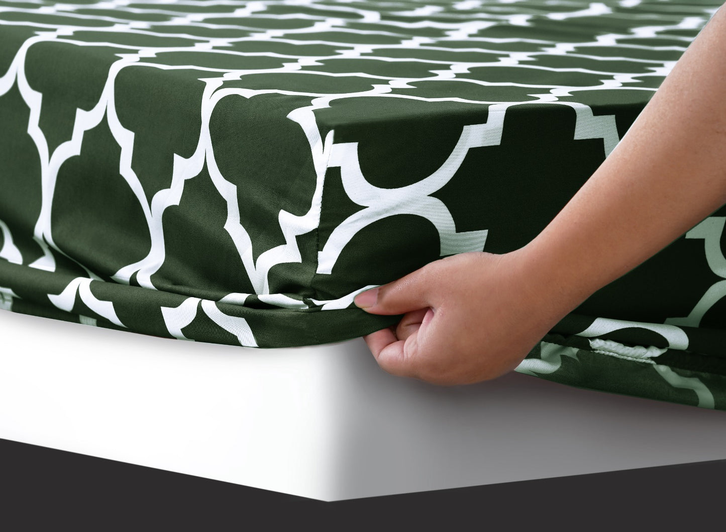 Fitted Bed Sheet-Olive Geometric Fitted Sheets Apricot