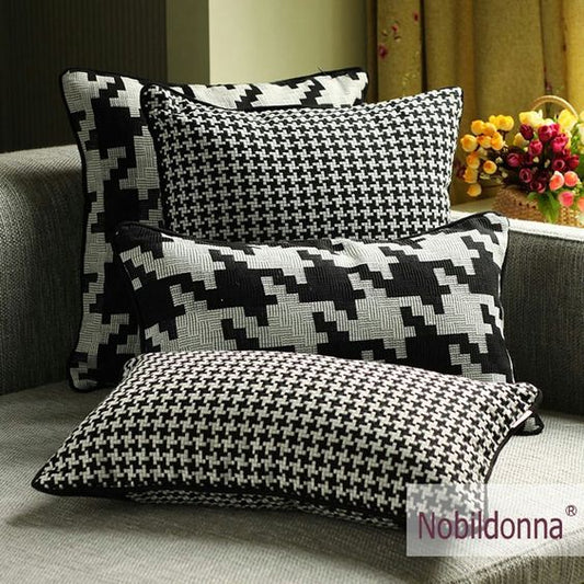 Digital Printed Cushions Assorted 7 PCs-Black Geometric cushions Apricot