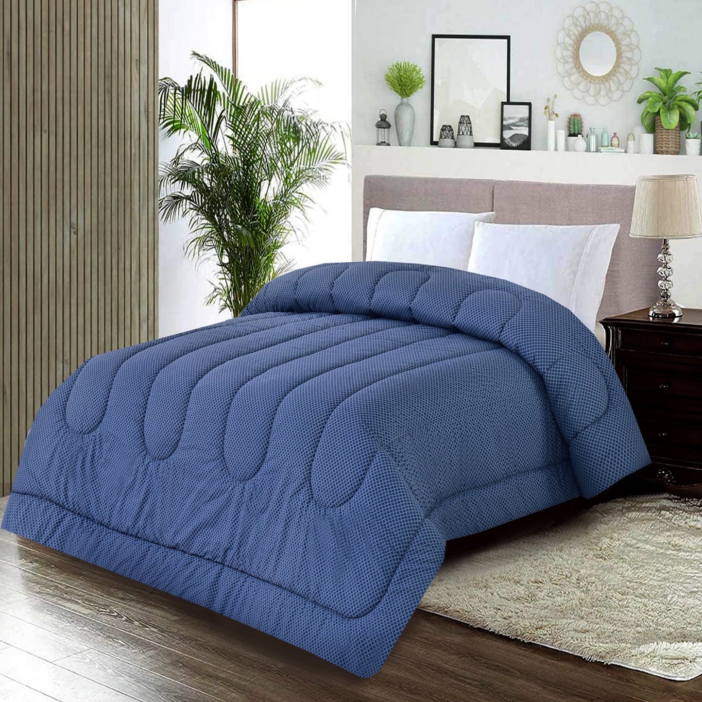1 PC Double Winter Comforter-Blue Buds Comforters Apricot