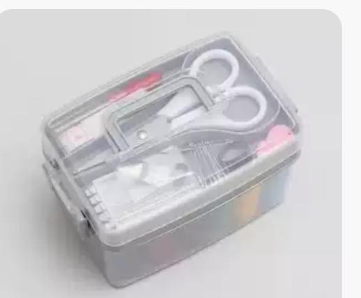 2 Layers Portable Sewing Kit Box-Grey