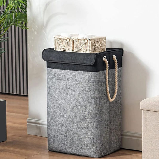 Cart Laundry Basket with Lid-(5396)Grey over Black