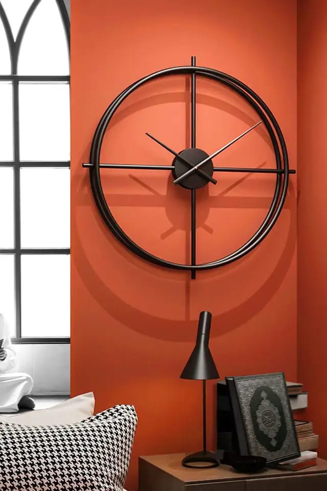 55Cm Wall Clock Black Metallic