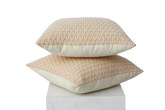 2 PCs 3D Embroidered Cushions-Beige