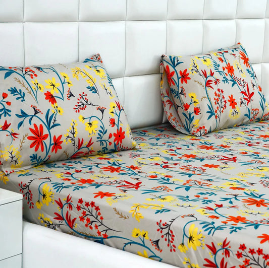 2Pcs Single Bed Sheet-Orange Lilly