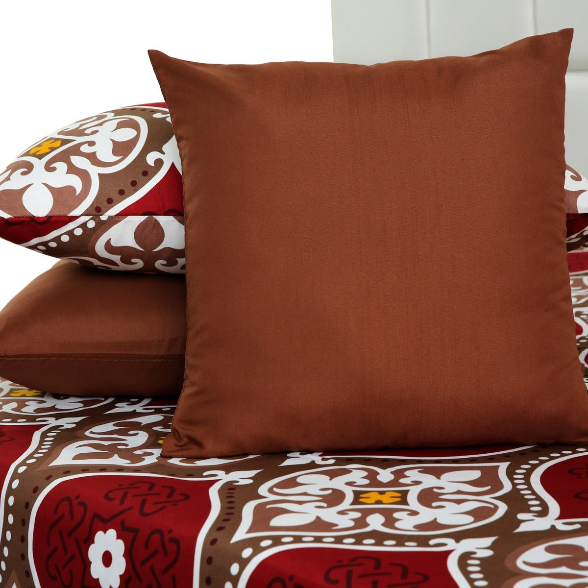 8 PCs Winter Comforter Set- Brown Crown Comforters Apricot