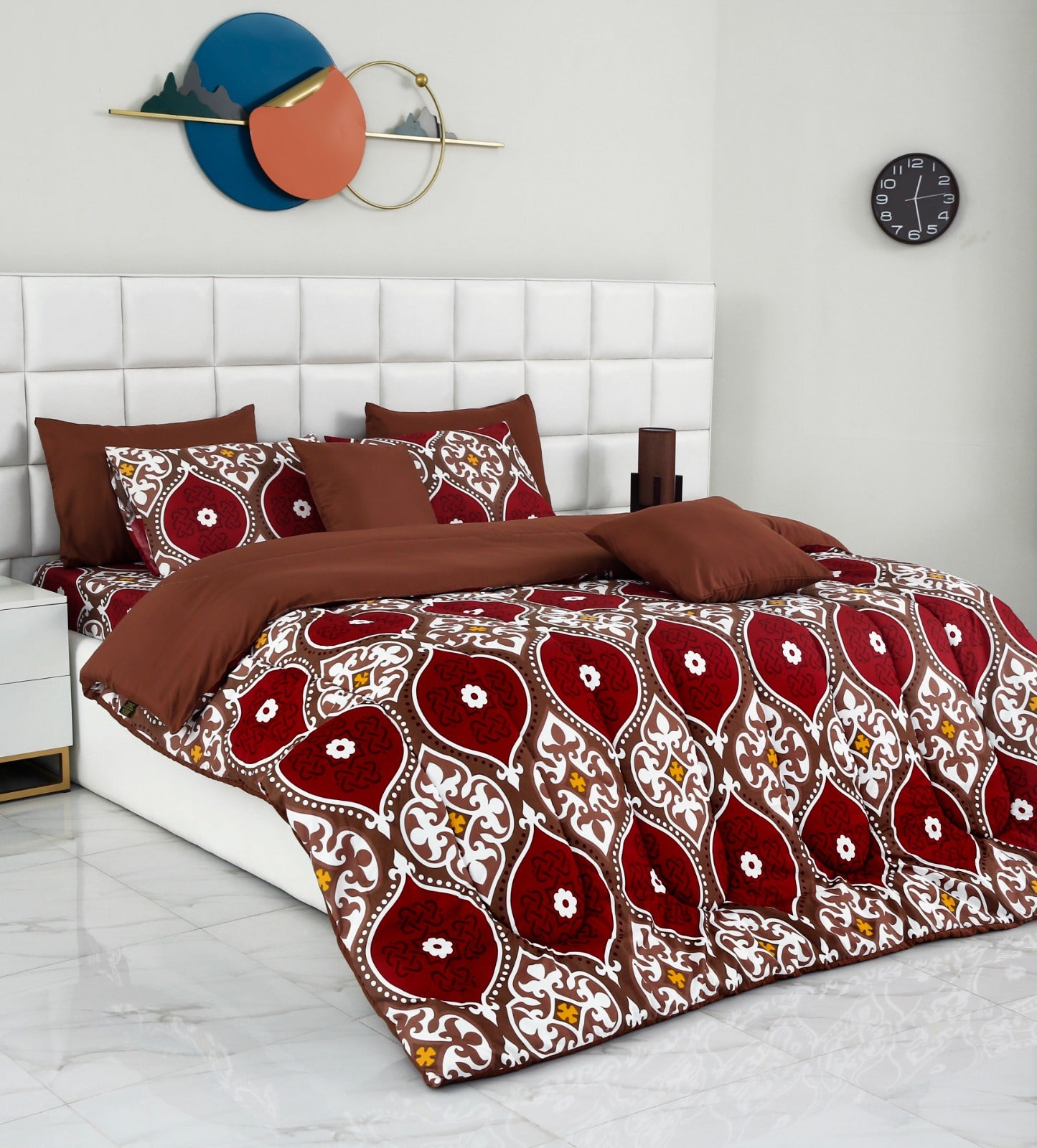 5 PCs Single Comforter Set-Brown Crown Comforters Apricot