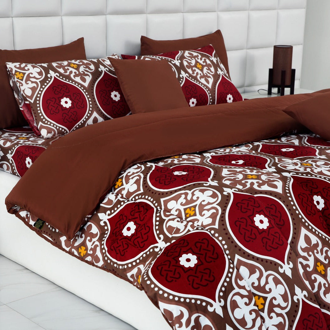 8 PCs Winter Comforter Set- Brown Crown Comforters Apricot