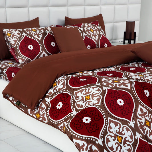 8 PCs Winter Comforter Set- Brown Crown Comforters Apricot