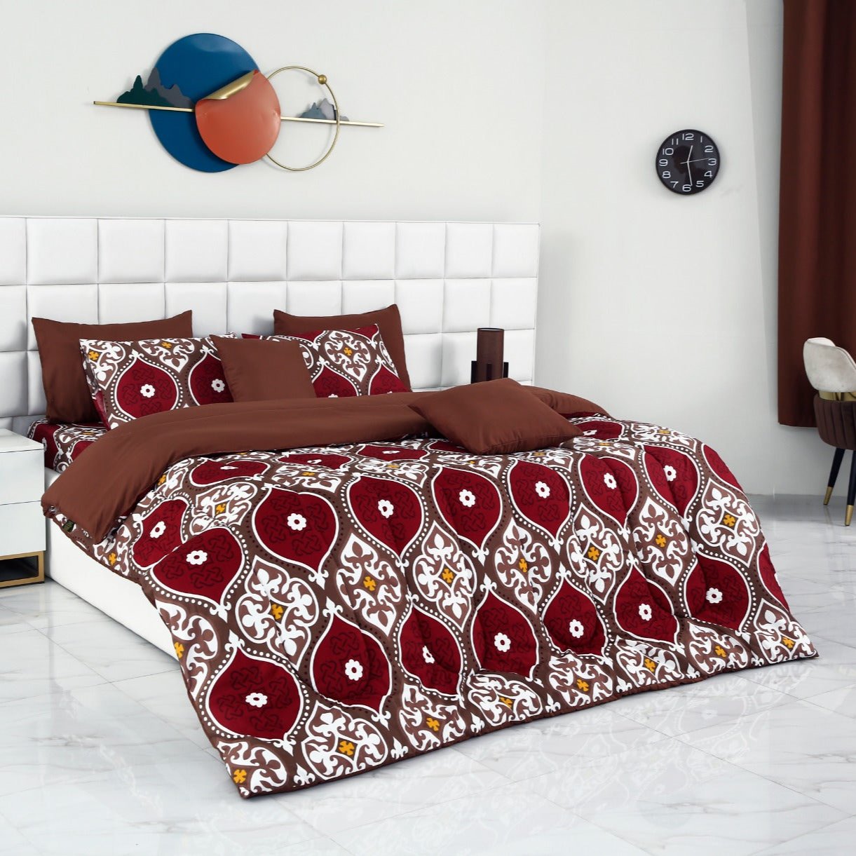 8 PCs Winter Comforter Set- Brown Crown Comforters Apricot