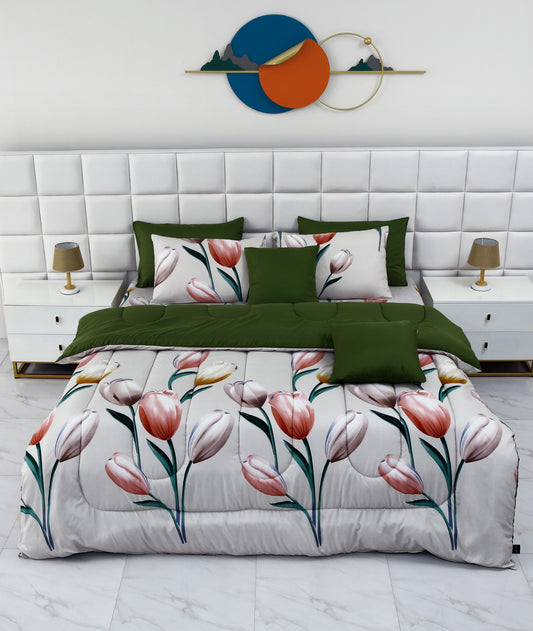 5 PCs Single Comforter Set-Tulip Comforters Apricot
