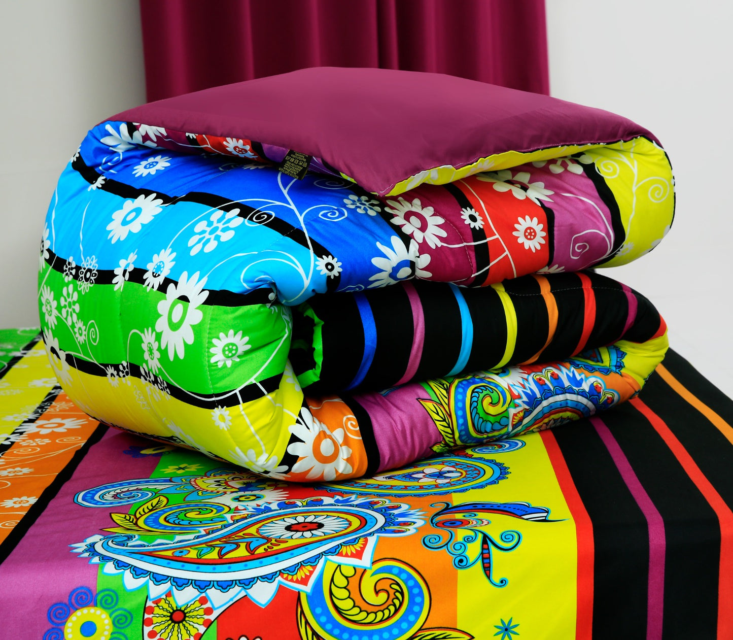 1 Pc Double Winter Razai-Multi Flowers Comforters Apricot