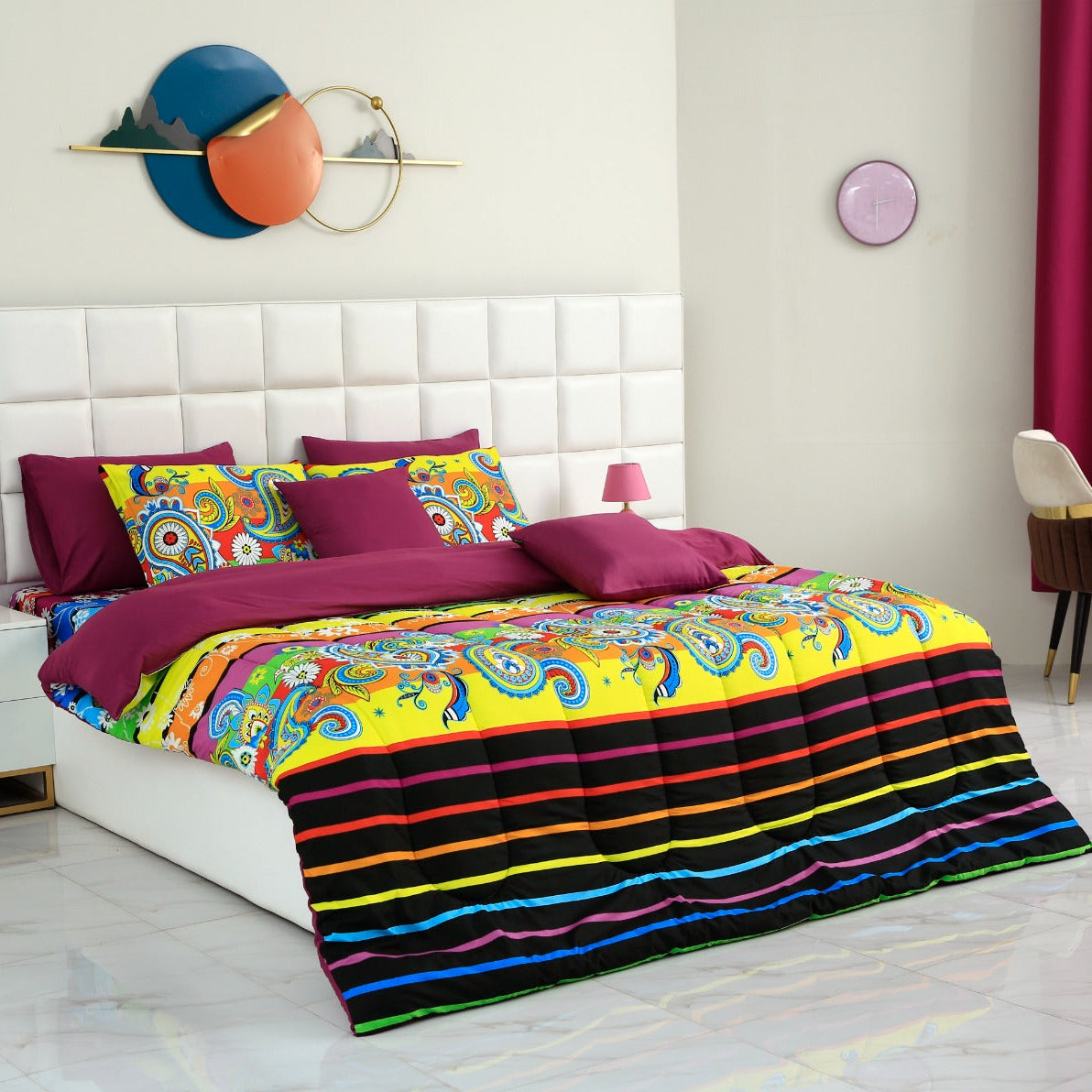 8 PCs Winter Comforter Set-Multi Flowers Comforters Apricot