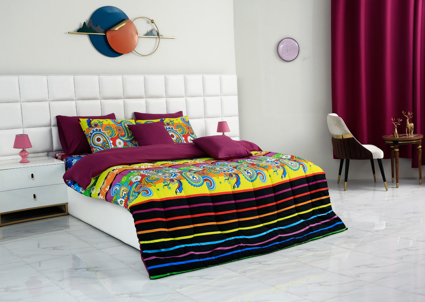 8 PCs Winter Comforter Set-Multi Flowers Comforters Apricot