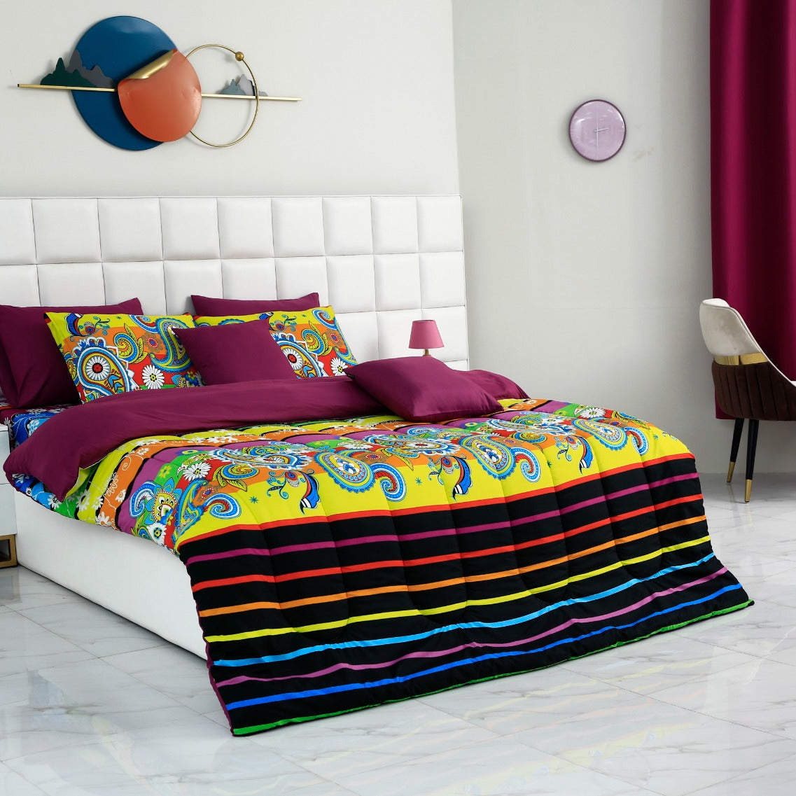 8 PCs Winter Comforter Set-Multi Flowers Comforters Apricot