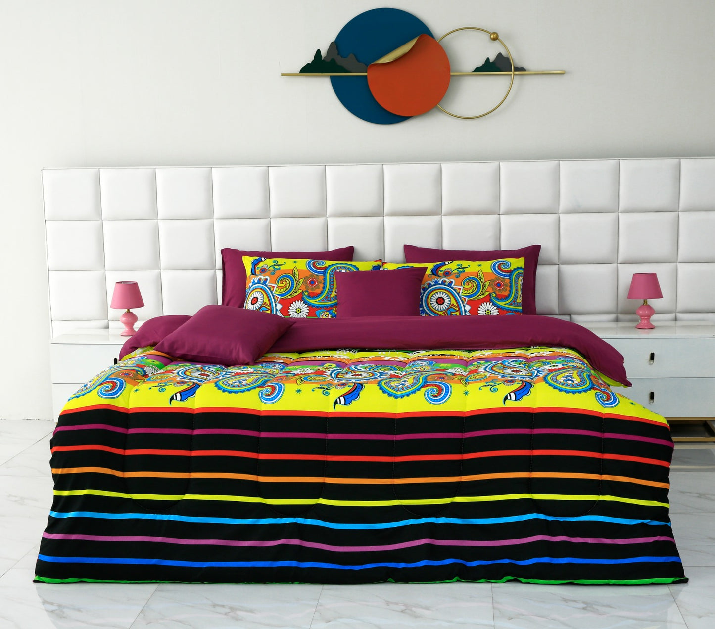 8 PCs Winter Comforter Set-Multi Flowers Comforters Apricot