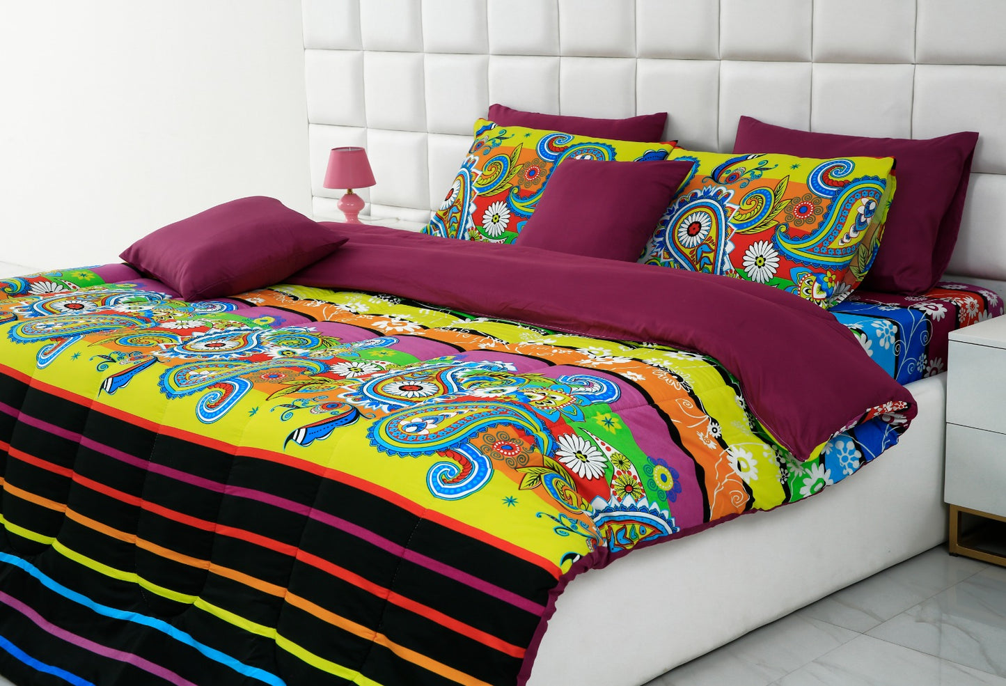 8 PCs Winter Comforter Set-Multi Flowers Comforters Apricot