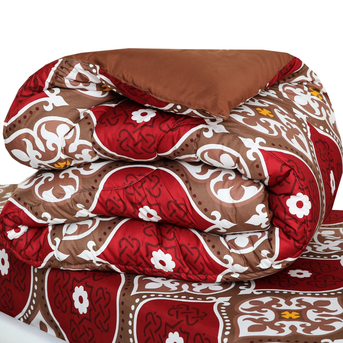 8 PCs Winter Comforter Set- Brown Crown Comforters Apricot