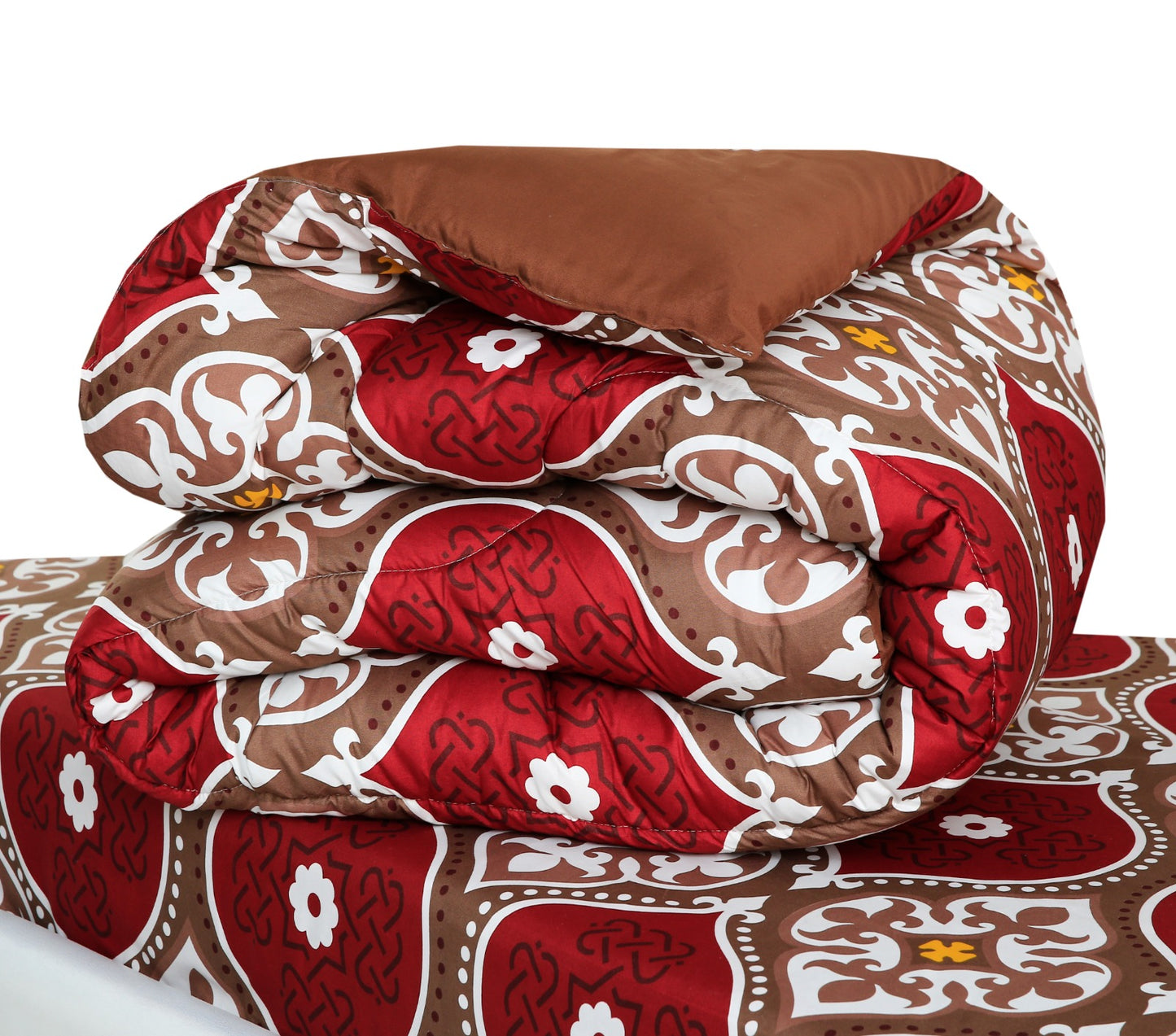 5 PCs Single Comforter Set-Brown Crown Comforters Apricot