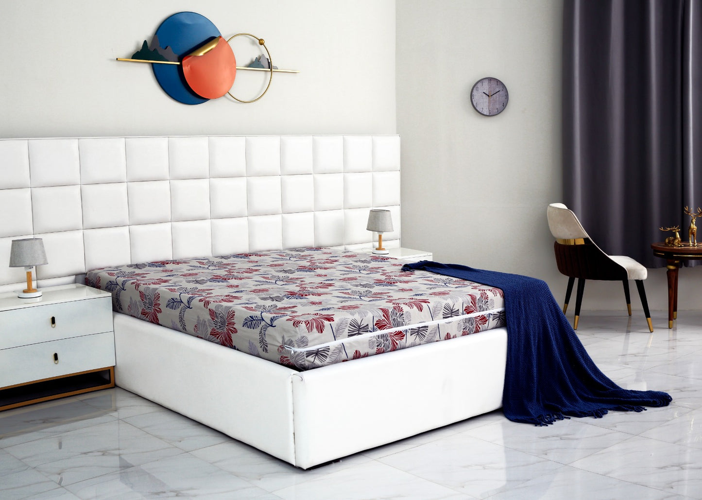 Zipper Mattress Cover Printed-Cherry Blosoom Protectors Apricot