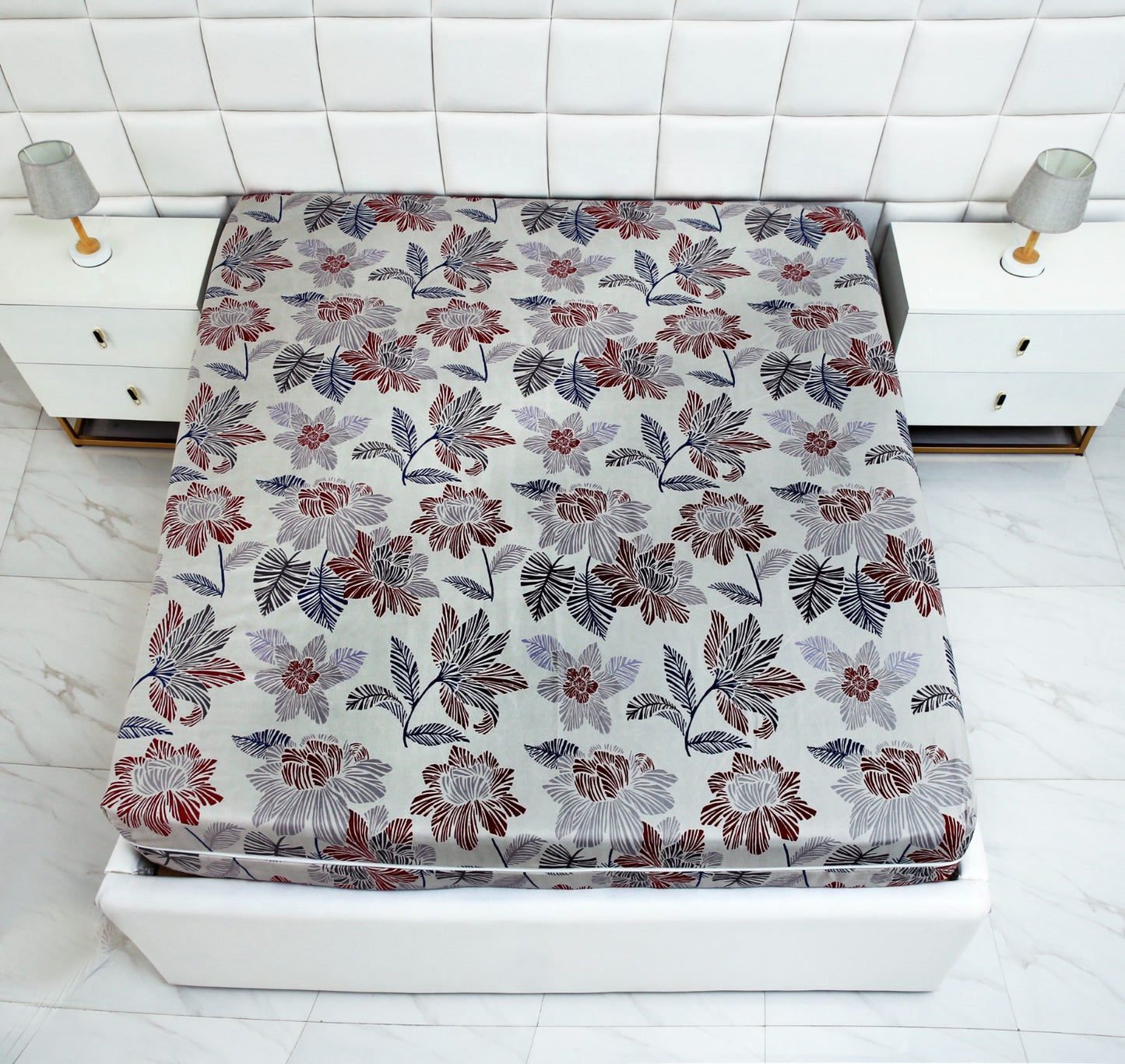 Zipper Mattress Cover Printed-Cherry Blosoom Protectors Apricot