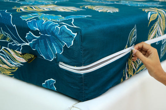 Zipper Mattress Cover Printed-Cauliflower Protectors Apricot