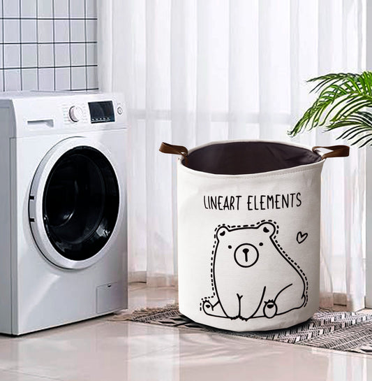 Kids Collapsible Laundry Basket-Panda  Apricot