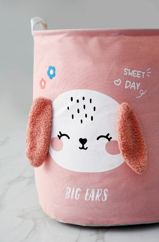 Kids Collapsible Laundry Basket-Pink Puppet  Apricot