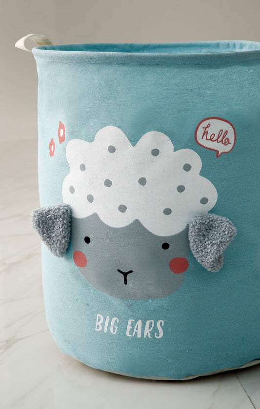 Kids Collapsible Laundry Basket-Blue Sheep  Apricot